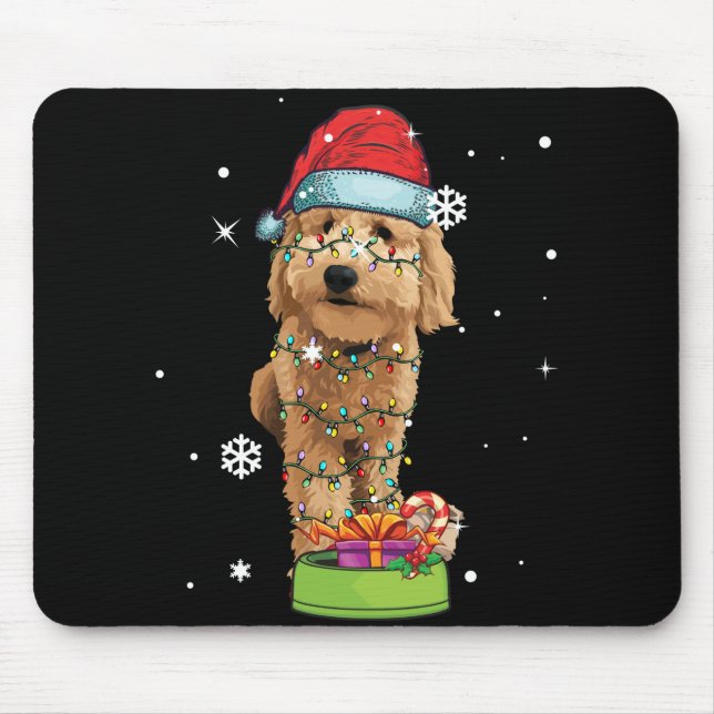 Alfombrilla De Ratón Navidades de Goldendoodle Santa Funny Dog Lover Re (Frente)