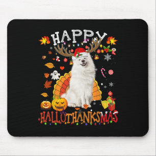 Alfombrilla De Ratón Navidades de Halloween de perro de Samoyed Happy H