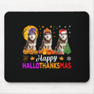 Alfombrilla De Ratón Navidades de Halloween del Husky Dog Siberian