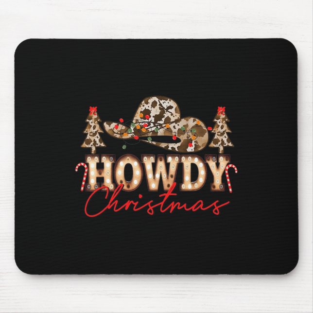 Alfombrilla De Ratón Navidades de Howad Santa Cute Leopard Western Cowg (Frente)