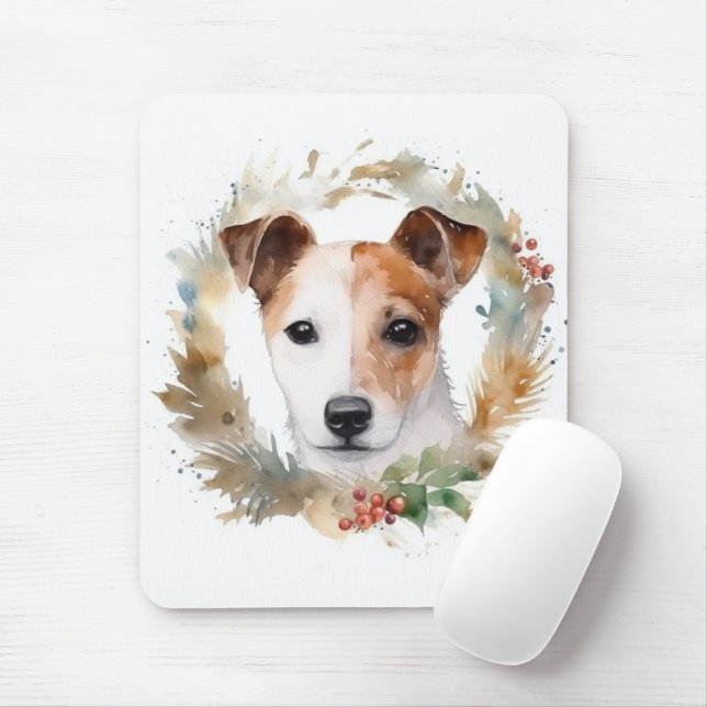 Alfombrilla De Ratón Navidades de Jack Russell Wreath Festive Pup (Con ratón)