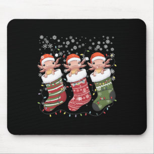 Alfombrilla De Ratón Navidades de Kawaii Axolotl levantan a pijamas nav