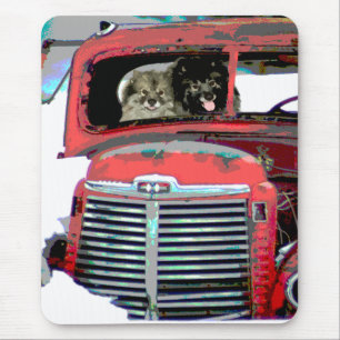 Alfombrilla De Ratón Navidades de Keeshond Viejo Camión Pintando Arte D
