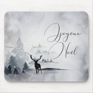 Alfombrilla De Ratón Navidades de la acuarela gris y salvaje