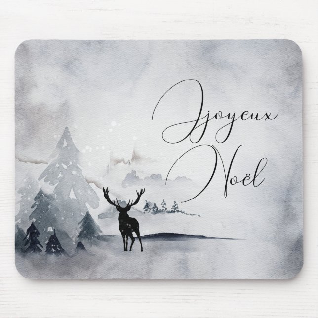 Alfombrilla De Ratón Navidades de la acuarela gris y salvaje (Frente)