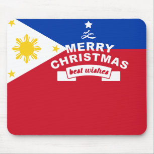 Alfombrilla De Ratón Navidades de la bandera filipina: Feliz Navidad y