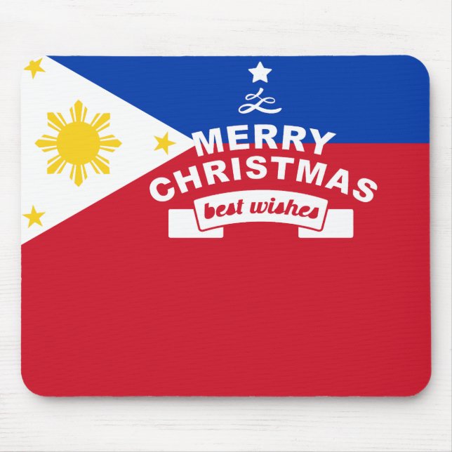 Alfombrilla De Ratón Navidades de la bandera filipina: Feliz Navidad y  (Frente)