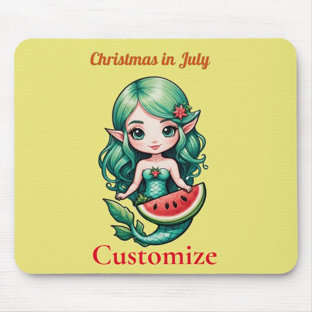 Alfombrilla De Ratón Navidades de la Sirenita de Julio Thunder_Cove (Frente)