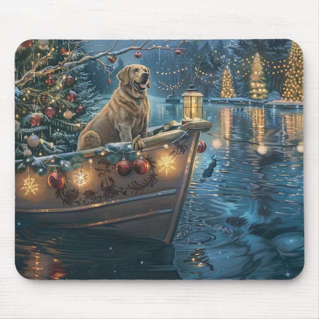 Alfombrilla De Ratón Navidades de Labrador: Viaje festivo (Frente)