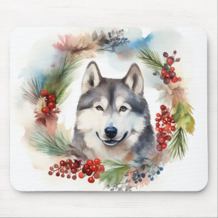 Alfombrilla De Ratón Navidades de Malamute de Alaska escribieron presen
