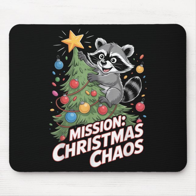 Alfombrilla De Ratón Navidades de mapache divertidos: Trash Panda Xmas (Frente)