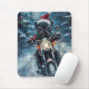 Alfombrilla De Ratón Navidades de motocicleta Affenpinscher Dog Riding