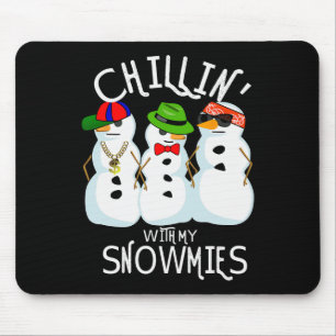 Alfombrilla De Ratón Navidades de música hip-hop Snowman Chillin con My