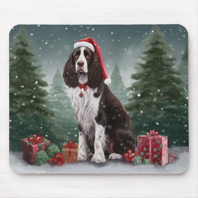 Alfombrilla De Ratón Navidades de nieve de Springer Spaniel Dog (Frente)