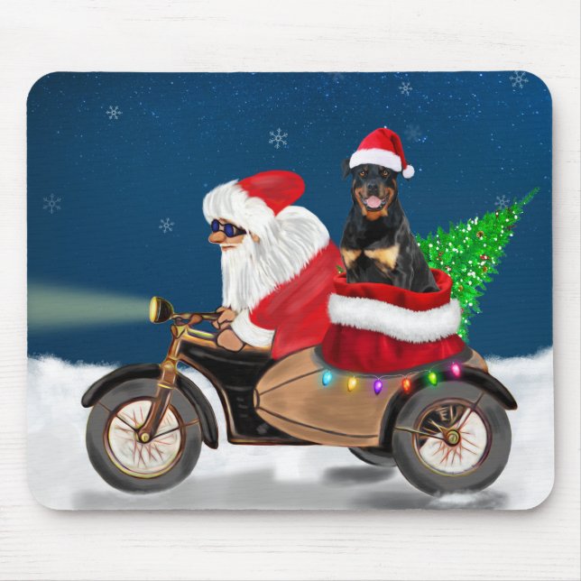 Alfombrilla De Ratón Navidades de perro de Rottweiler Santa Claus (Frente)