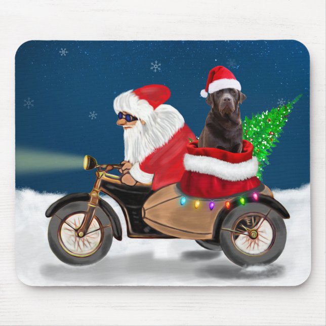 Alfombrilla De Ratón Navidades de perros de chocolate Labrador Santa Cl (Frente)