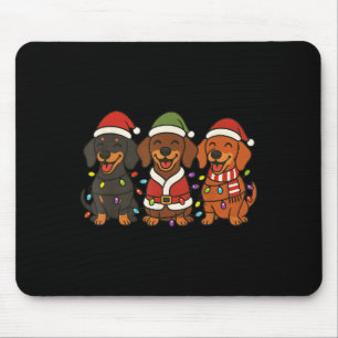 Alfombrilla De Ratón Navidades de perros de Dachshund iluminan Santa Ho