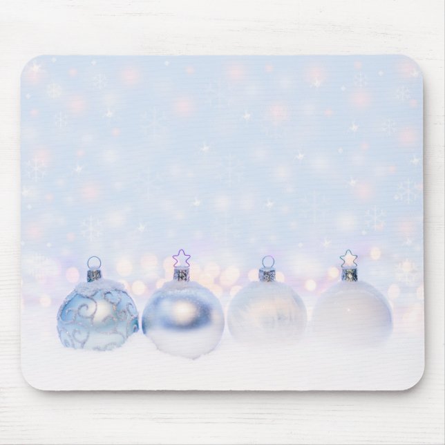 Alfombrilla De Ratón Navidades de plata festividad golpean la nieve (Frente)