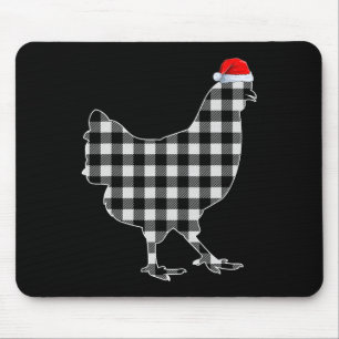 Alfombrilla De Ratón Navidades De Pollo Camisa Búfalo Blanco Y Negro Pl