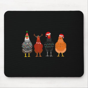 Alfombrilla De Ratón Navidades de pollo de Feliz Navidad iluminan Santa