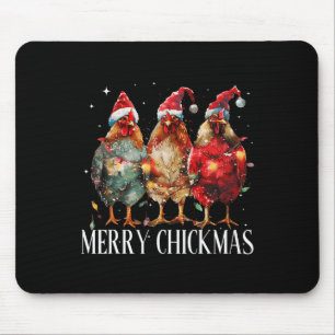 Alfombrilla De Ratón Navidades de pollo de Feliz Navidad iluminan Santa