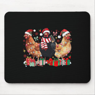 Alfombrilla De Ratón Navidades de pollo divertidos iluminan la granja a