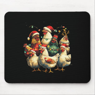 Alfombrilla De Ratón Navidades de pollo divertidos iluminan la granja a