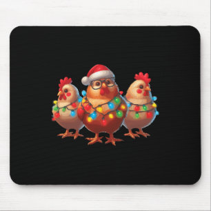 Alfombrilla De Ratón Navidades de pollo divertidos iluminan la granja a