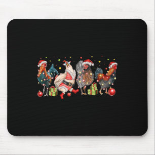 Alfombrilla De Ratón Navidades de pollo divertidos iluminan la granja a