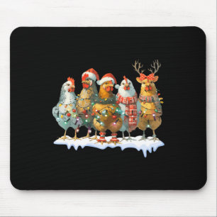 Alfombrilla De Ratón Navidades de pollo divertidos iluminan la granja a