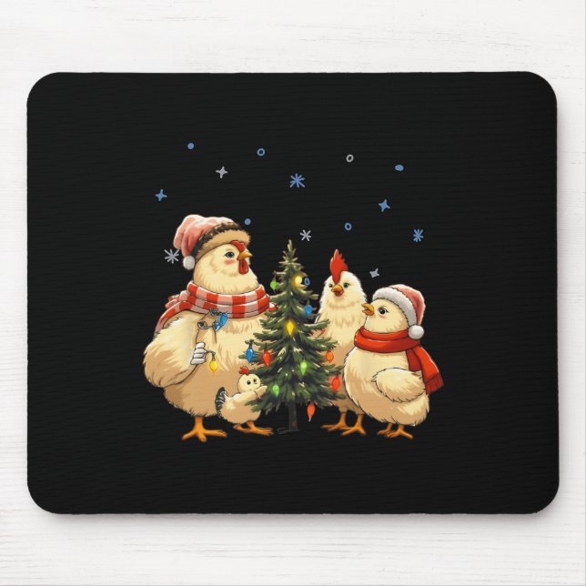 Alfombrilla De Ratón Navidades de pollo iluminan granja animal Graciosa (Frente)