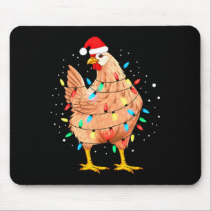 Alfombrilla De Ratón Navidades de pollo iluminan granja animal Graciosa