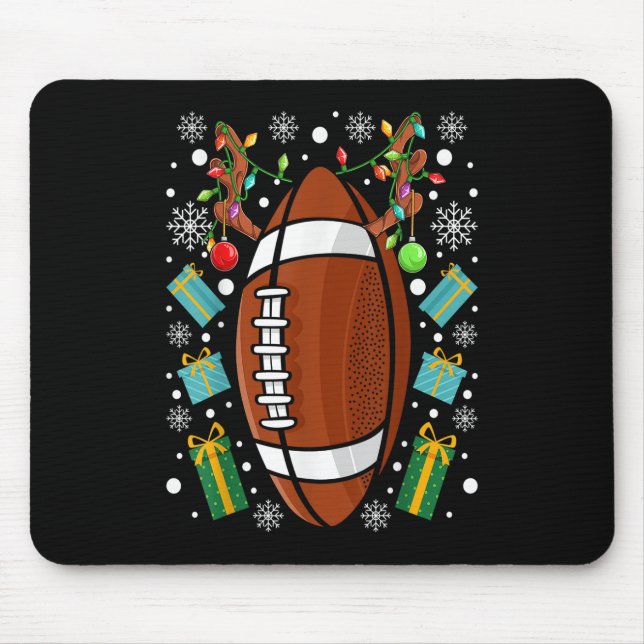 Alfombrilla De Ratón Navidades de renos divertidos en el fútbol america (Frente)
