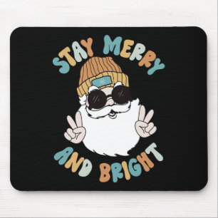 Alfombrilla De Ratón Navidades de Retro Groovy Merry Stay Bright Santa