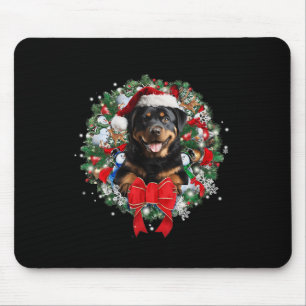 Alfombrilla De Ratón Navidades de Rottweiler Wreath Decoración Navidad 