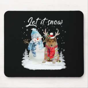 Alfombrilla De Ratón Navidades de Rough Collie Santa Dog Snowman Navida