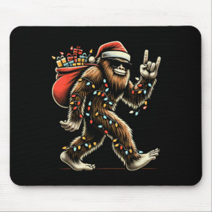 Alfombrilla De Ratón Navidades de Santa Bigfoot iluminan Funny Sasquatc