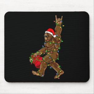 Alfombrilla De Ratón Navidades de Santa Bigfoot iluminan rock Fun Sasqu