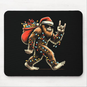 Alfombrilla De Ratón Navidades de Santa Bigfoot iluminan sasquatc graci