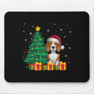 Alfombrilla De Ratón Navidades de Santa Hat Beagle Luminosos Perro X