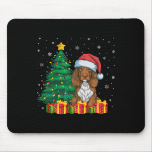 Alfombrilla De Ratón Navidades de Santa Hat de Campo feo iluminan perro