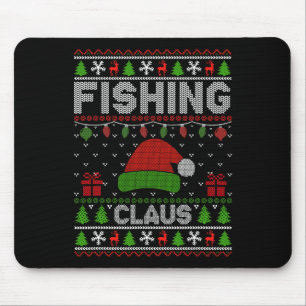 Alfombrilla De Ratón Navidades de Santa Hat encienden a Claus de pesca