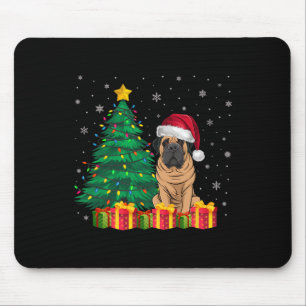 Alfombrilla De Ratón Navidades de Santa Hat Mastiff iluminan a los perr