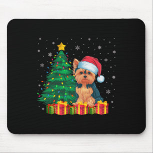Alfombrilla De Ratón Navidades de Santa Hat Yorkie iluminan a los amant