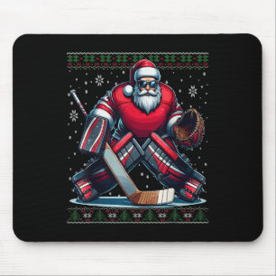 Alfombrilla De Ratón Navidades de Santa Hockey Goalie Navidades feos su