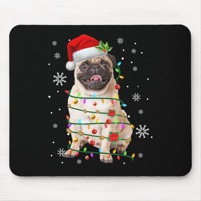 Alfombrilla De Ratón Navidades de Santa Pug alumbran a hombres amantes  (Frente)