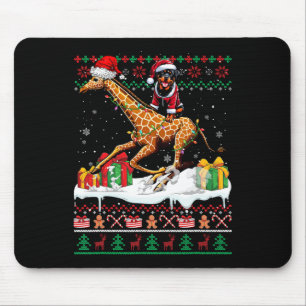 Alfombrilla De Ratón Navidades de Santa Rottweiler Riding Giraffe Sweat