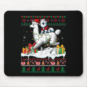 Alfombrilla De Ratón Navidades de Santa Samoyed en llamas Sweater Lover