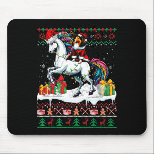 Alfombrilla De Ratón Navidades de Santa Sheltie viajando en Unicorn Swe