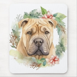 Alfombrilla De Ratón Navidades de Shar Pei Wreath Festimes Pup